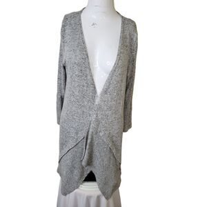 ALYX size S womens cardigan open front gray flutter sleeve ribbed tiered